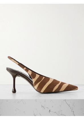 Jimmy Choo - Isa 80 Zebra-print Calf Hair Slingback Sandals - Brown - IT36,IT36.5,IT37,IT37.5,IT38,IT38.5,IT39,IT39.5,IT40,IT40.5,IT41,IT41.5,IT42