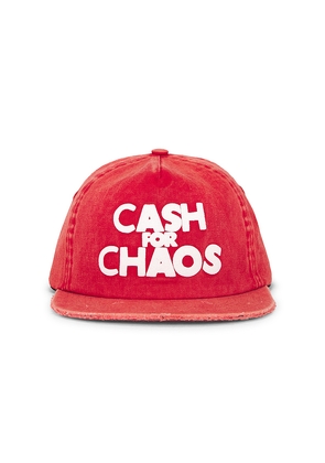 Deva States Cash Distressed Strapback Cap in Red.