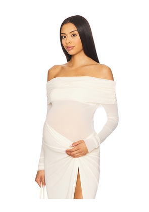 BUMPSUIT Off The Shoulder Mesh Top in Ivory. Size L. Also in M, XL, XS.