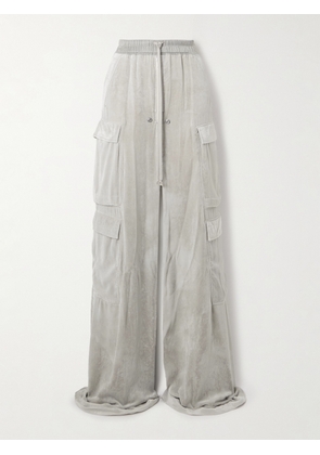 Rick Owens - Shell-trimmed Velvet Wide-leg Cargo Pants - Gray - IT38,IT40,IT42,IT44,IT46,IT48