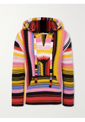 Chloé - Striped Macramé Cashmere And Wool-blend Hoodie - Purple - x small,small,medium,large,x large,xx large