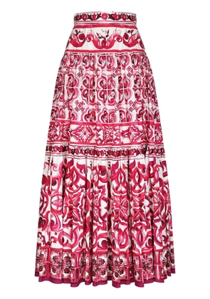 Dolce & Gabbana Majolica-print pleated maxi skirt - Red