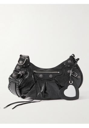 Balenciaga - Le Cagole Small Studded Crinkled-leather Shoulder Bag - Black - One size