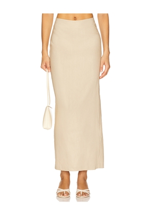 Camila Coelho Delanie Midi Skirt in Beige. Size L. Also in M, S, XL, XS, XXS.