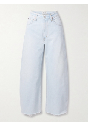 AGOLDE - Low Curve Crop Frayed Mid-rise Wide-leg Jeans - Blue - 23,24,25,26,27,28,29,30,31,32