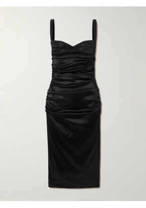 Dolce & Gabbana - Gathered Satin Bustier Midi Dress - Black - IT36,IT38,IT40,IT42,IT44,IT46,IT48