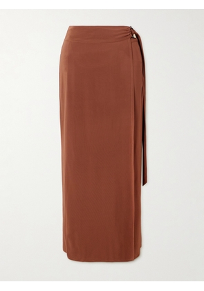 Max Mara - Pevera Stretch-jersey Midi Wrap Skirt - Brown - S/M,L/XL
