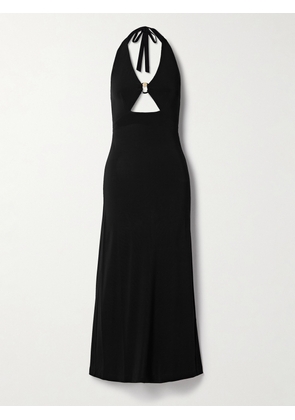 Max Mara - Ghiotto Embellished Cutout Stretch-jersey Halterneck Maxi Dress - Black - x small,small,medium,large,x large