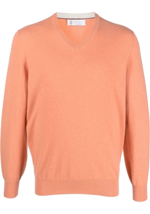 Brunello Cucinelli V-neck cashmere jumper - Orange