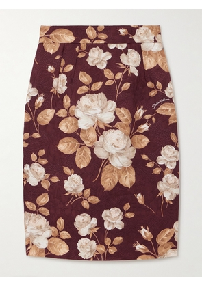 Dolce & Gabbana - Floral-print Cotton-blend Jacquard Skirt - Brown - IT36,IT38,IT40,IT42,IT44,IT46,IT48