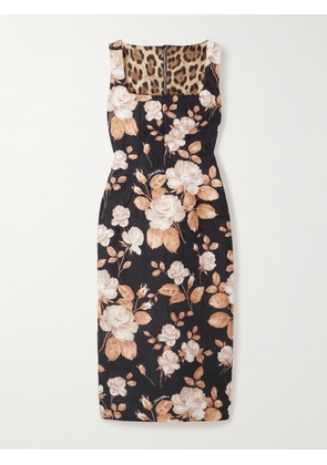 Dolce & Gabbana - Cotton And Silk-blend Jacquard Midi Dress - Black - IT36,IT38,IT40,IT42,IT44,IT46,IT48