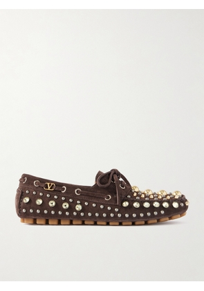 Valentino Garavani - Fastaway Embellished Suede Loafers - Brown - IT36,IT36.5,IT37,IT37.5,IT38,IT38.5,IT39,IT39.5,IT40,IT40.5,IT41,IT41.5,IT42