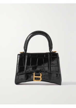Balenciaga - Hourglass Mini Croc-effect Leather Tote - Black - One size