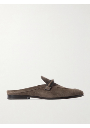 Brunello Cucinelli - Bead-embellished Suede Slippers - Brown - IT37,IT37.5,IT38,IT38.5,IT39,IT39.5,IT40,IT40.5,IT41