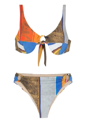 Amir Slama stripid print Eco bikini set - Blue