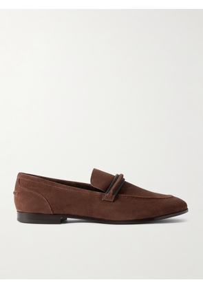 Brunello Cucinelli - Bead-embellished Suede Loafers - Burgundy - IT37,IT37.5,IT38,IT38.5,IT39,IT39.5,IT40,IT40.5,IT41