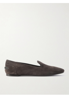 Brunello Cucinelli - Bead-embellished Leather-trimmed Suede Ballet Flats - Brown - IT37,IT37.5,IT38,IT38.5,IT39,IT39.5,IT40,IT40.5,IT41