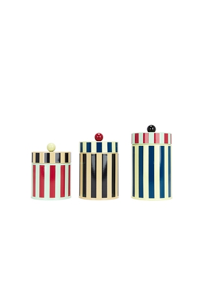 Dusen Dusen Set Of 3 Stripe Canister in Beauty: Multi.