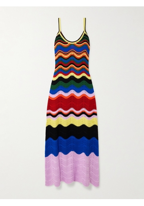 La DoubleJ - Striped Crocheted Cotton Maxi Dress - Blue - xx small,x small,small,medium,large,x large,xx large