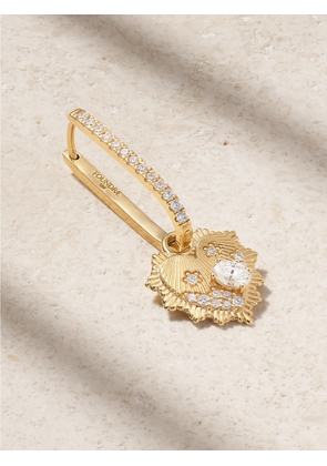FoundRae - Heart Love Token Mini Medallion + Large Pave Fob 18-karat Gold Diamond Single Earring - One size