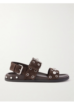 Valentino Garavani - Nellcôte 20 Studded Eyelet-embellished Leather And Suede Sandals - Brown - IT36,IT36.5,IT37,IT37.5,IT38,IT38.5,IT39,IT39.5,IT40,IT40.5,IT41,IT41.5,IT42