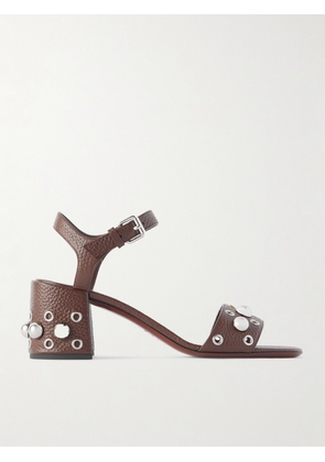 Valentino Garavani - Nellcôte 60 Embellished Textured-leather Sandals - Brown - IT35,IT35.5,IT36,IT36.5,IT37,IT37.5,IT38,IT38.5,IT39,IT39.5,IT40,IT40.5,IT41,IT41.5,IT42