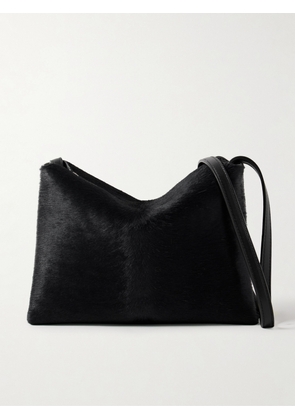 KHAITE - Lina Medium Leather-trimmed Calf Hair Shoulder Bag - Black - One size