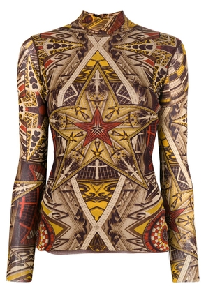 Jean Paul Gaultier Pre-Owned star print turtleneck top - Brown