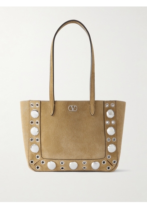 Valentino Garavani - Nellcôte Mini Embellished Suede Tote - Brown - One size
