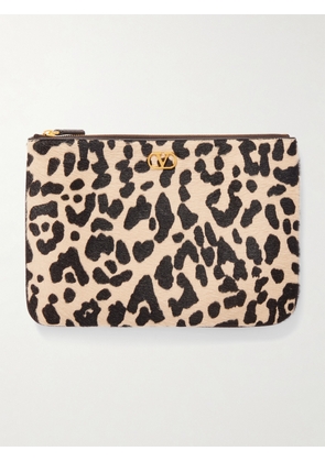 Valentino Garavani - Vlogo Signature Medium Leopard-print Calf-hair Clutch - Animal print - One size