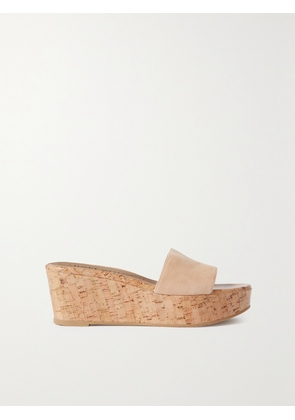 Stuart Weitzman - Summer Suede Wedge Sandals - Neutrals - US5,US5.5,US6,US6.5,US7,US7.5,US8,US8.5,US9,US9.5,US10,US10.5,US11,US11.5,US12