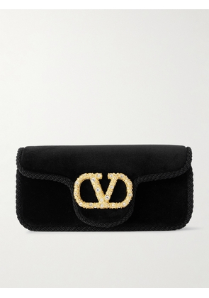 Valentino Garavani - Locò Tasseled Embellished Cord-trimmed Velvet Shoulder Bag - Black - One size