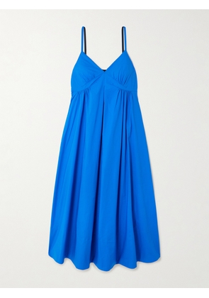 Proenza Schouler White Label - Barker Gathered Cotton-blend Poplin Midi Dress - Blue - US0,US2,US4,US6,US8,US10,US12,US14