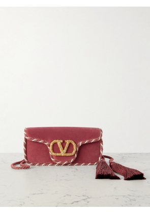 Valentino Garavani - Locò Tasseled Embellished Cord-trimmed Velvet Shoulder Bag - Pink - One size