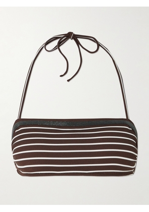 Brunello Cucinelli - Striped Woven Halterneck Bikini Top - Brown - IT36,IT38,IT40,IT42,IT44,IT46,IT48