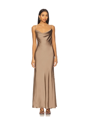 Bardot Monroe Cowl Neck Maxi Dress in Brown. Size 10. Also in 4, 2, 6, 8, 12.
