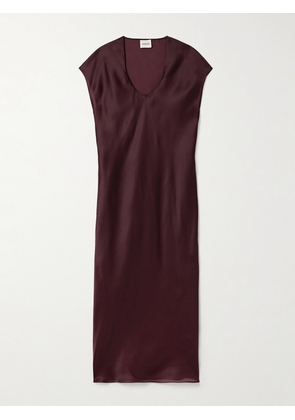 KHAITE - Darby Silk-organza Midi Dress - Burgundy - x small,small,medium,large,x large