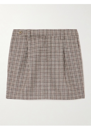 Brunello Cucinelli - Pleated Checked Wool Mini Skirt - Neutrals - IT36,IT38,IT40,IT42,IT44,IT46,IT48