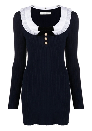 Alessandra Rich lace-collar ribbed-knit minidress - Blue
