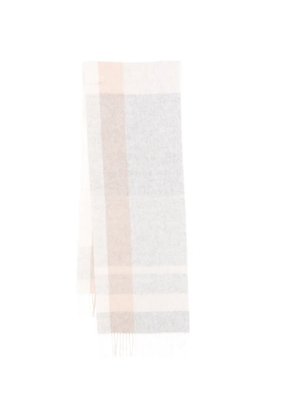 N.Peal checked cashmere scarf - Grey