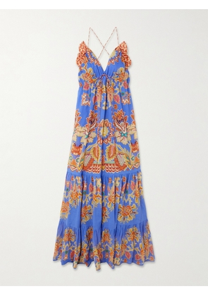 Etro - Ruffled Tiered Printed Cotton-voile Maxi Dress - Blue - IT38,IT40,IT42,IT44,IT46,IT48