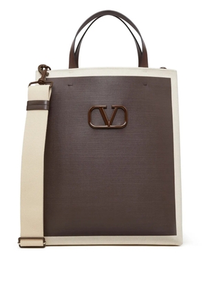 Valentino Garavani logo-plaque tote bag - Brown