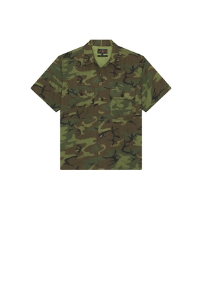 Beams Plus Mil-Sht Mesh Camo Jacquard Mapping Print in Green. Size L. Also in XL.