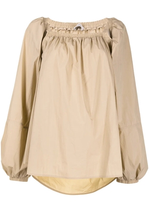 Goen.J off-shoulder puff-sleeve blouse - Brown