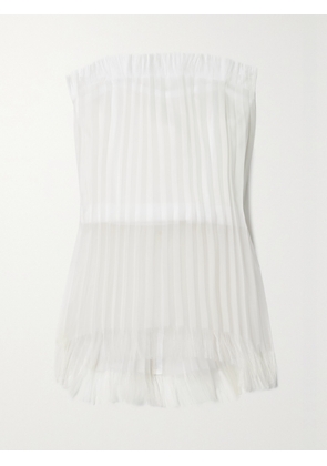 INTERIOR - The Briony Strapless Pleated Layered Silk-organza And Mesh Top - Ecru - US2,US4,US6,US8,US10