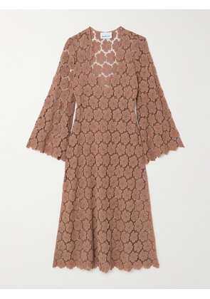 Miguelina - Arelis Cotton Guipure Lace Kaftan - Brown - x small,small,medium,large