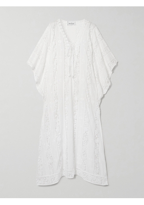 Miguelina - Blair Embroidered Voile And Lace Kaftan - White - x small,small,medium,large