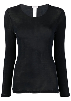 Hanro long-sleeve silk top - Black