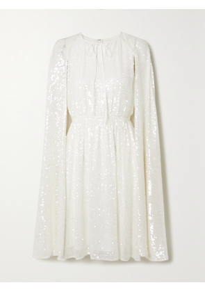 Erdem - Austin Cape-effect Sequined Chiffon Midi Dress - Ivory - UK 6,UK 8,UK 10,UK 12,UK 14,UK 16,UK 18,UK 20,UK 22