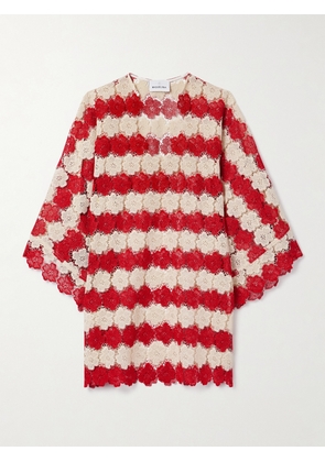 Miguelina - Gianina Cotton Guipure Lace Kaftan - Red - x small,small,medium,large